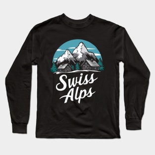 Swiss Alps. Retro Long Sleeve T-Shirt